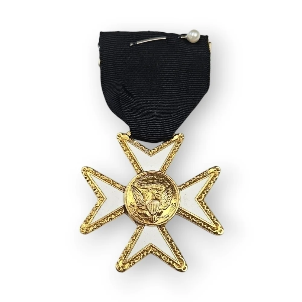 Masonic Knights Of Malta Officer Medal Spread Eagle Seal Cross Freemason Vintage